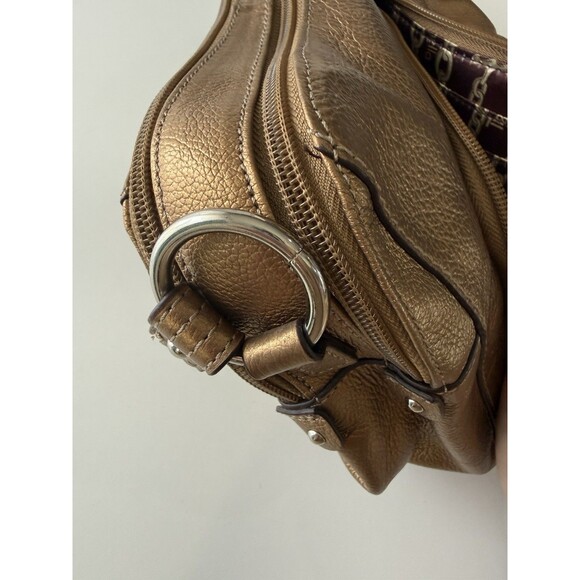 TIGNANELLO Metallic Leather Crossbody Bag bronze gold multi pouch - Picture 16 of 16